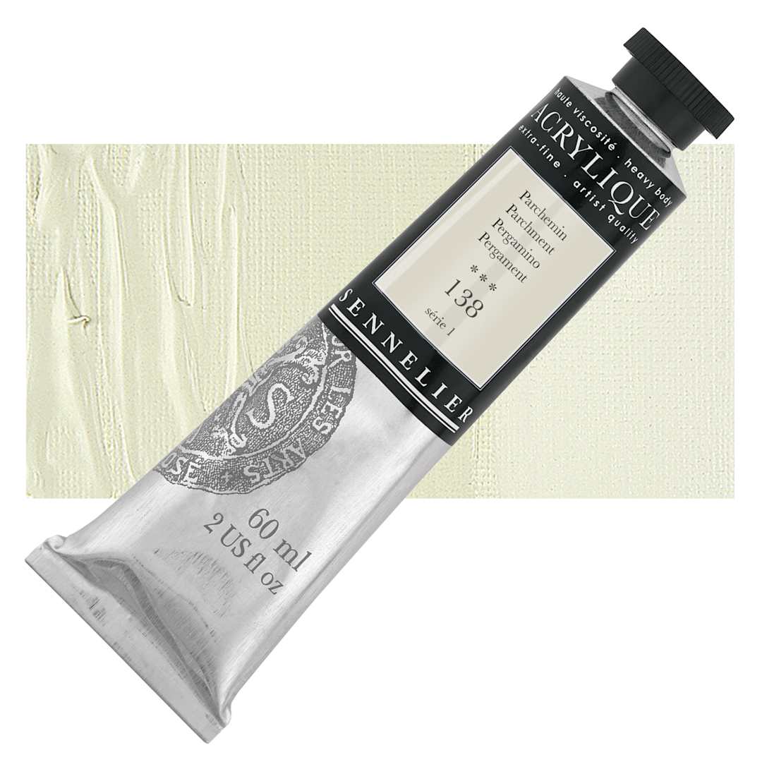 Open in modal - Sennelier Extra-Fine Artist Acrylique - Parchment, 60 ml tube and swatch