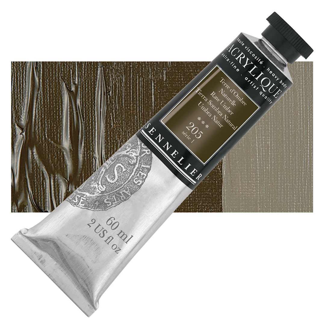 Open in modal - Sennelier Extra-Fine Artist Acrylique - Raw Umber, 60 ml tube and swatch