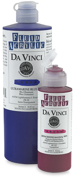 Open in modal - Da Vinci Fluid Acrylics - Two colors and sizes of Fluid Acrylic bottles shown
