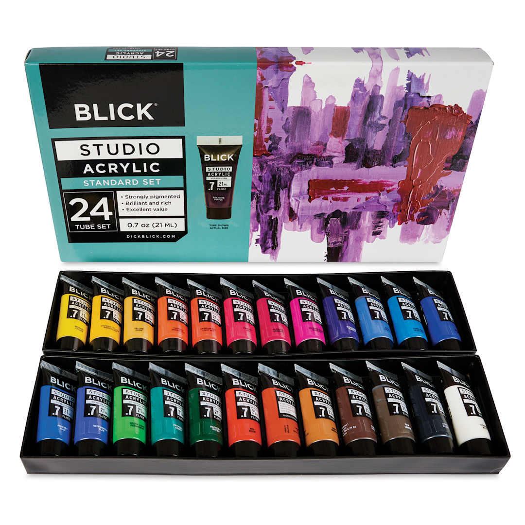 Open in modal - Blick Studio Acrylics - Set of 24 colors, 21 ml tubes, in packaging