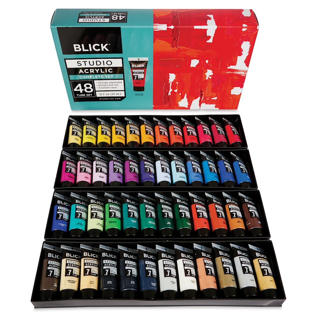 Open in modal - Blick Studio Acrylics - Set of 48 colors, 21 ml tubes, tubes in packaging