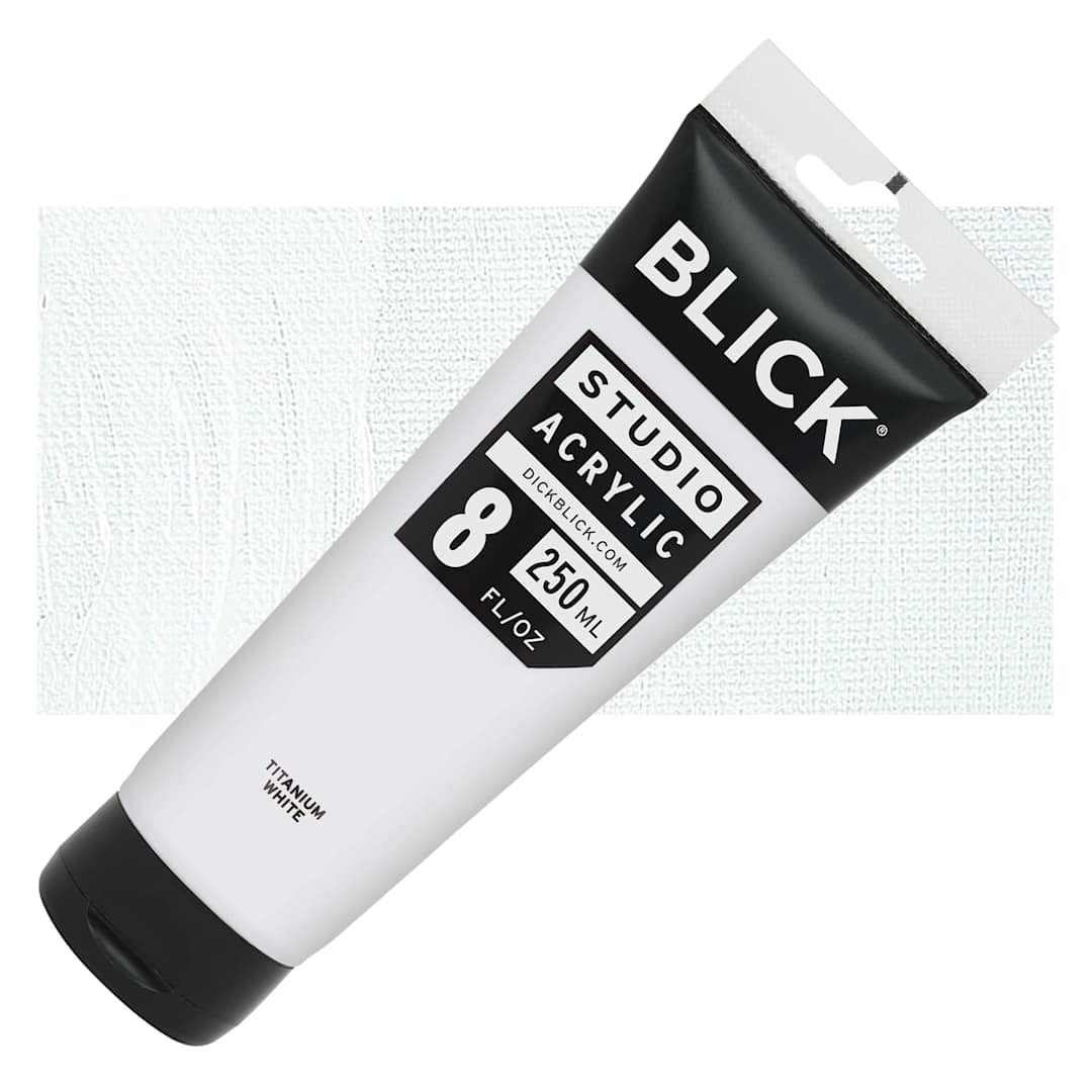 Open in modal - Blick Studio Acrylic Paint - Titanium White, 8 oz tube and swatch