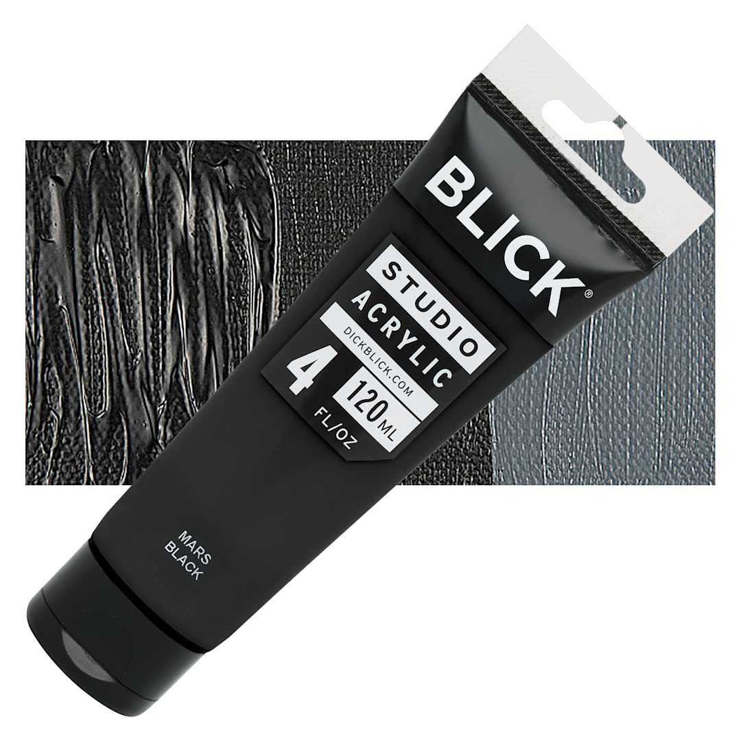 Open in modal - Blick Studio Acrylic Paint - Mars Black, 4 oz tube and swatch