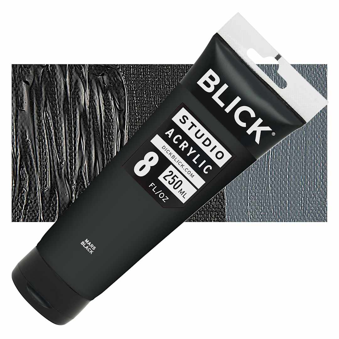 Open in modal - Blick Studio Acrylic Paint - Mars Black, 8 oz tube and swatch
