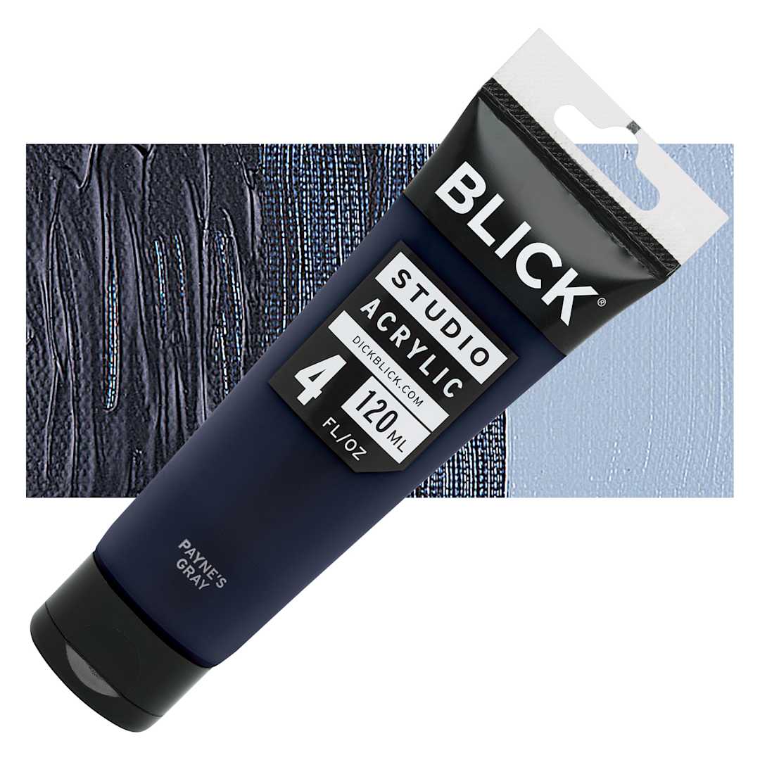 Open in modal - Blick Studio Acrylic Paint - Payne's Gray, 4 oz tube and swatch