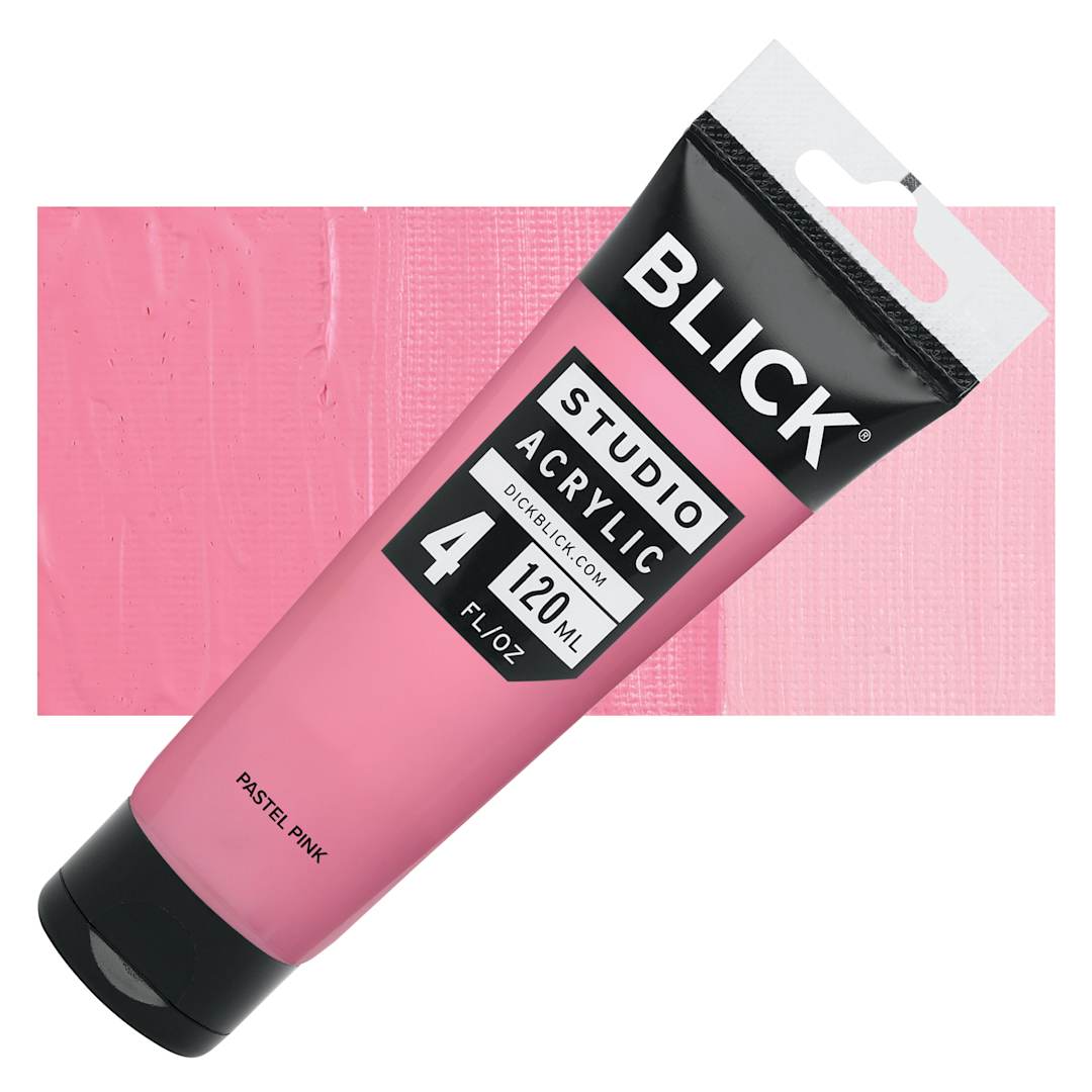 Open in modal - Blick Studio Acrylics - Pastel Pink, 4 oz tube and swatch