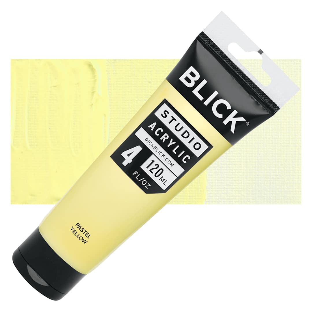 Open in modal - Blick Studio Acrylics - Pastel Yellow, 4 oz tube and swatch