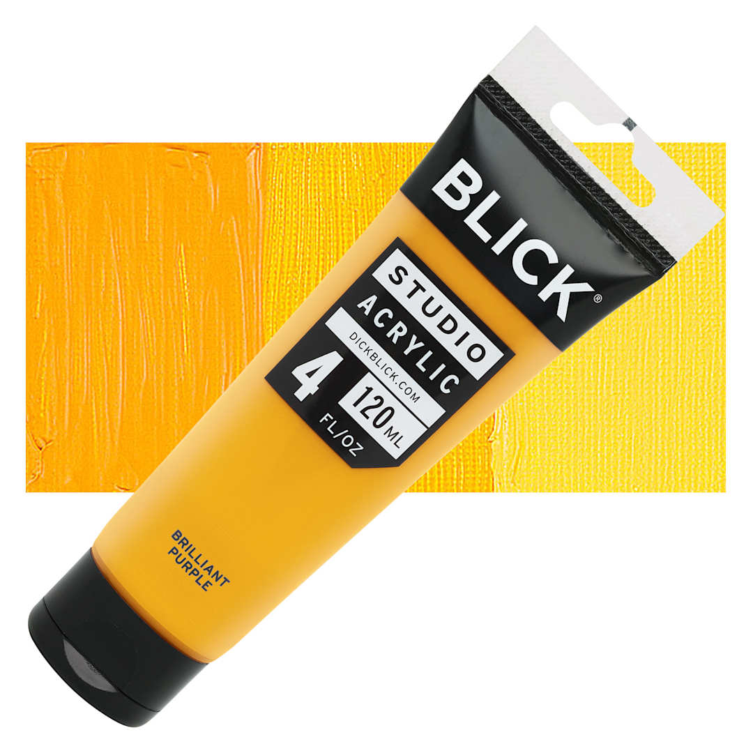 Open in modal - Blick Studio Acrylic Paint - Cadmium Yellow Deep Hue, 4 oz tube and swatch