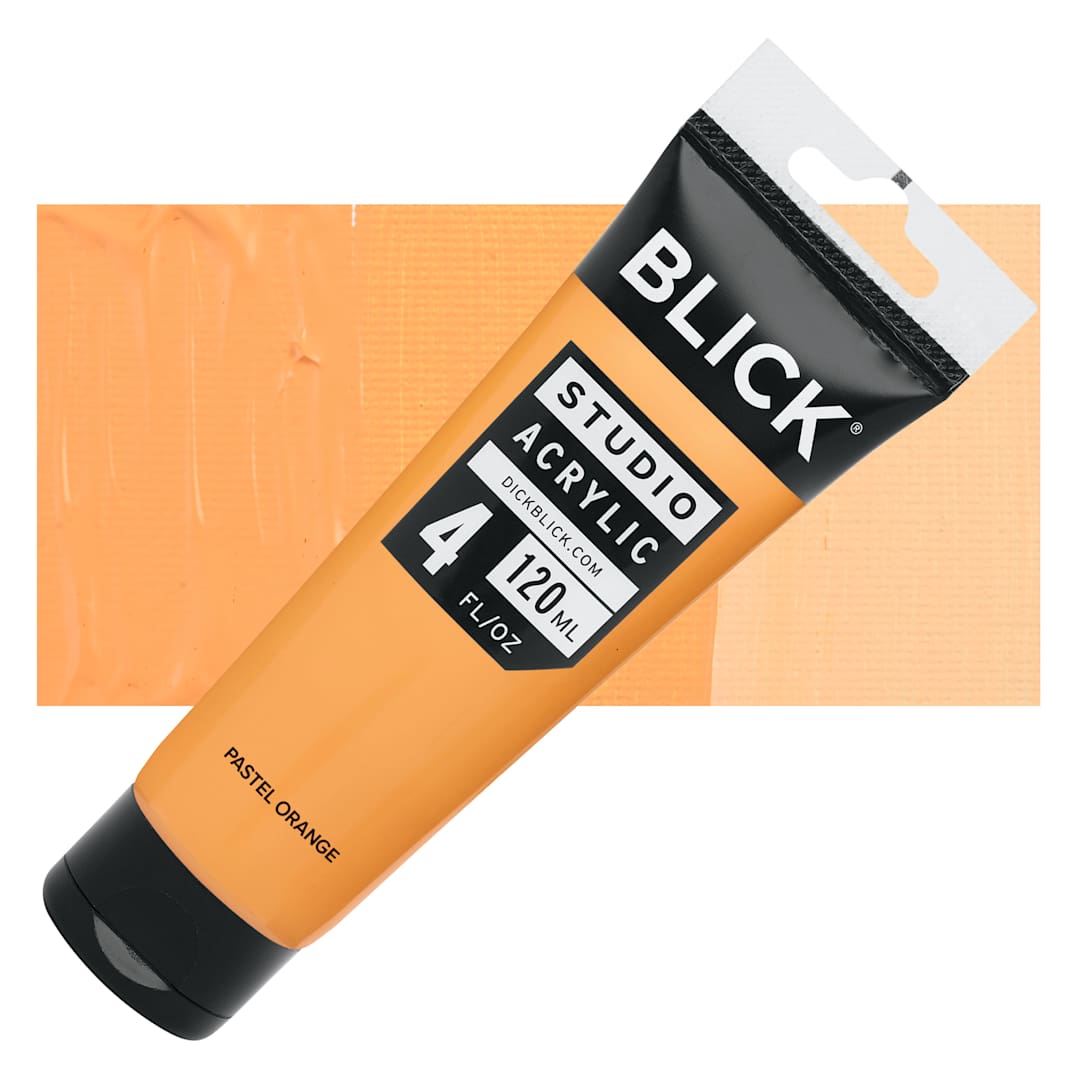 Open in modal - Blick Studio Acrylics - Pastel Orange, 4 oz tube and swatch