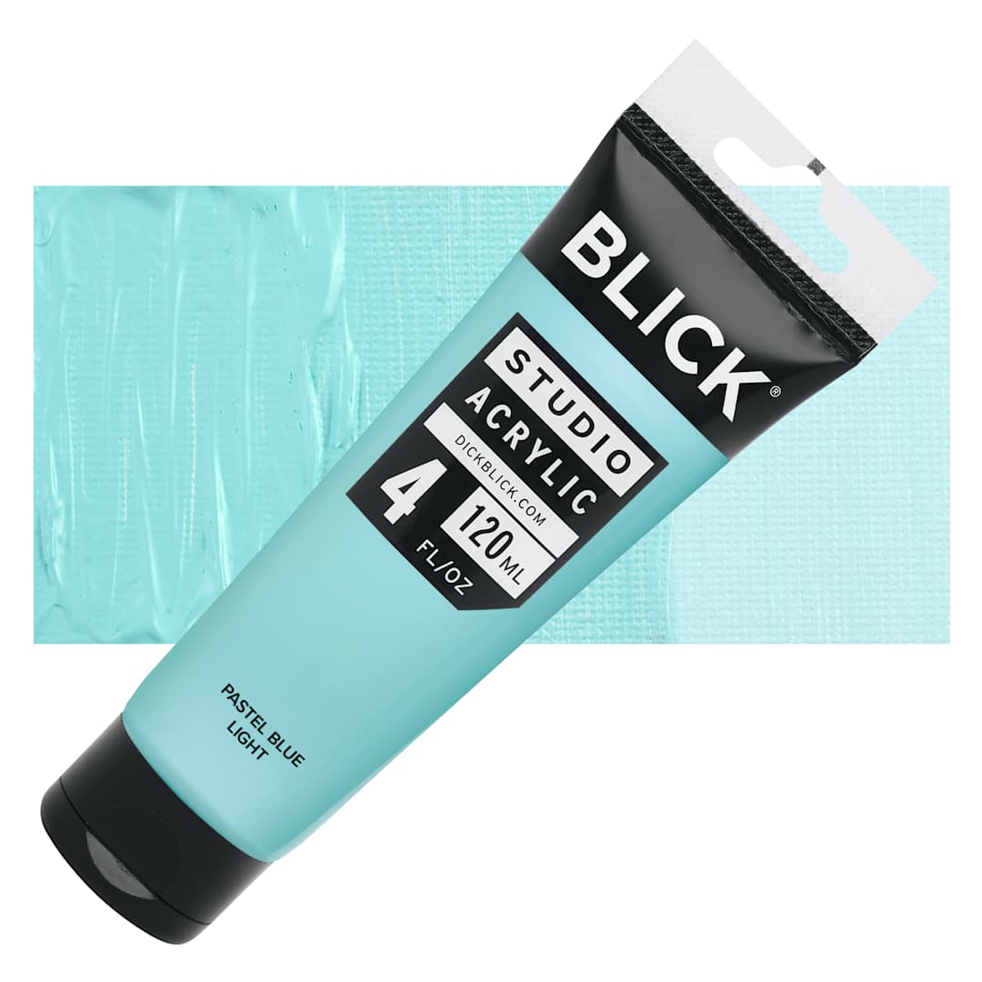 Open in modal - Blick Studio Acrylics - Pastel Blue Light, 4 oz tube and swatch