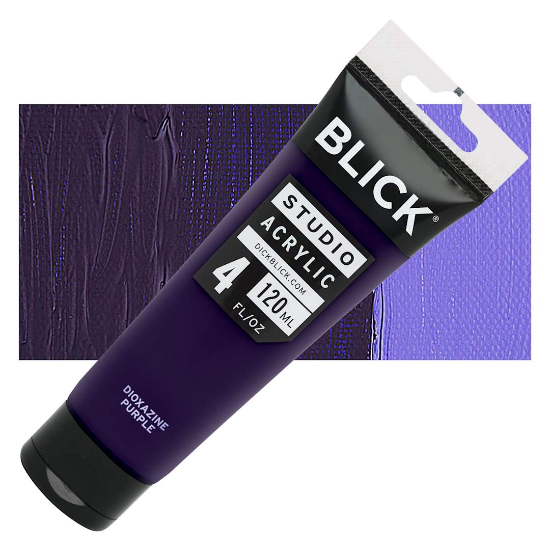 Open in modal - Blick Studio Acrylic Paint - Dioxazine Purple, 4 oz tube and swatch
