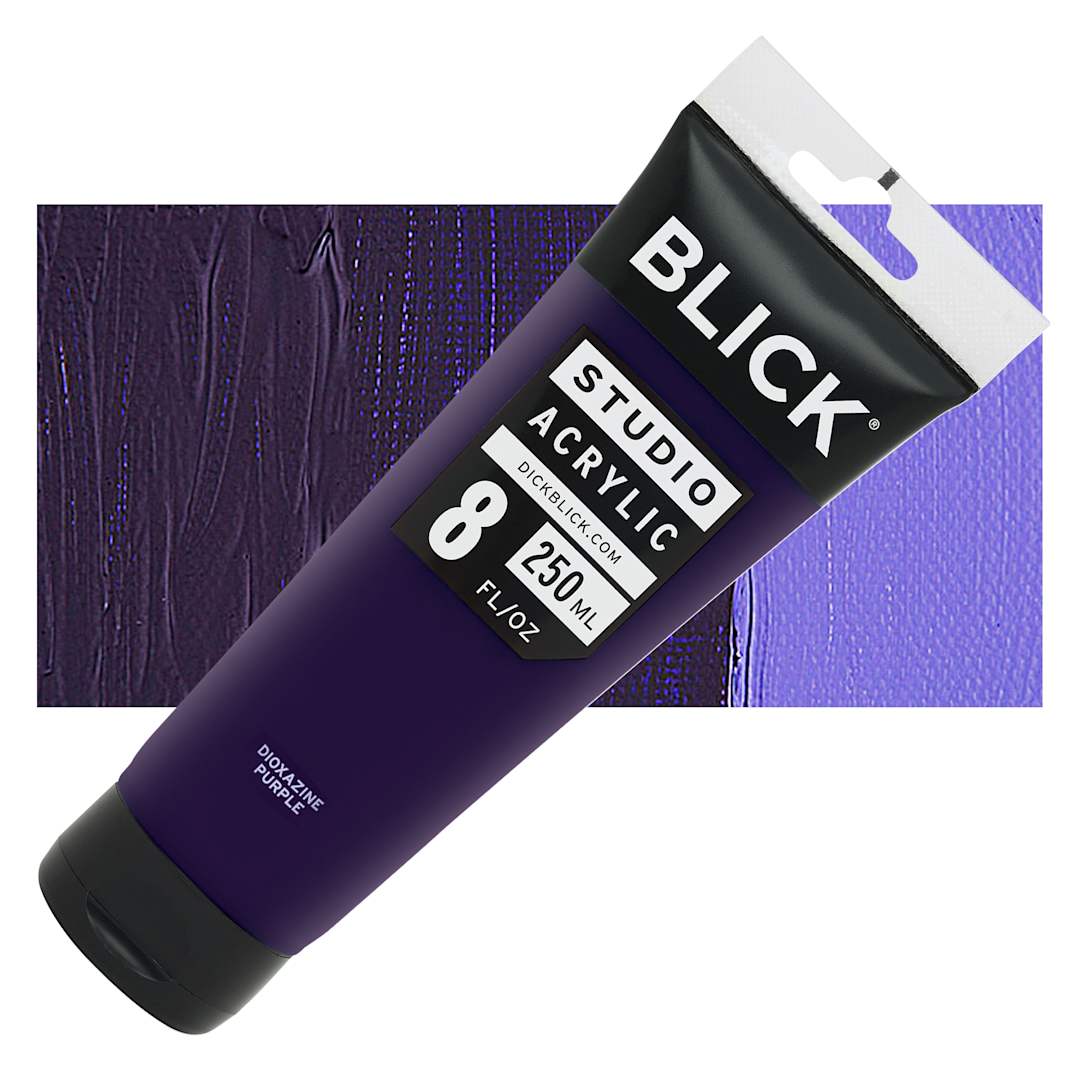 Open in modal - Blick Studio Acrylic Paint - Dioxazine Purple, 8 oz tube and swatch