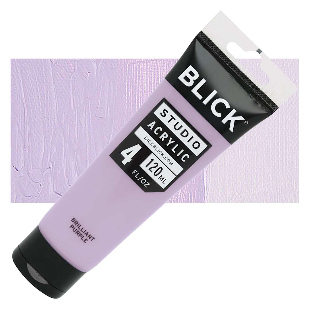 Open in modal - Blick Studio Acrylic Paint - Brilliant Purple, 4 oz tube and swatch