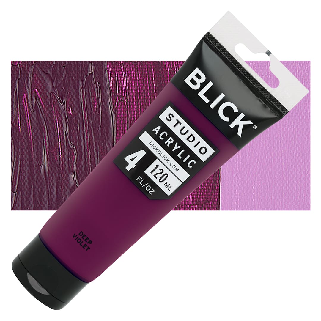 Open in modal - Blick Studio Acrylic Paint - Deep Violet, 4 oz tube and swatch