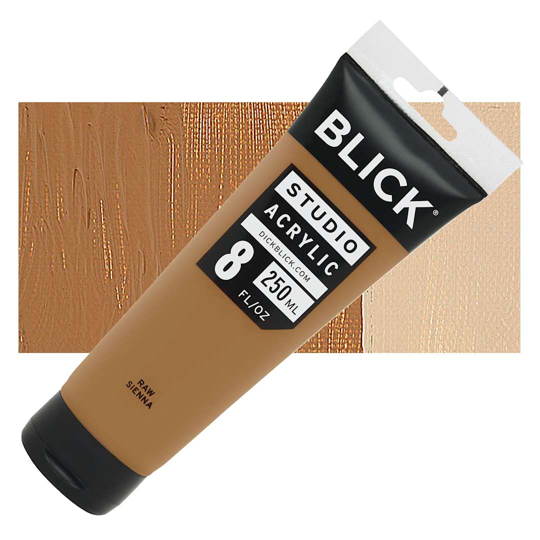 Open in modal - Blick Studio Acrylic Paint - Raw Sienna, 8 oz tube and swatch