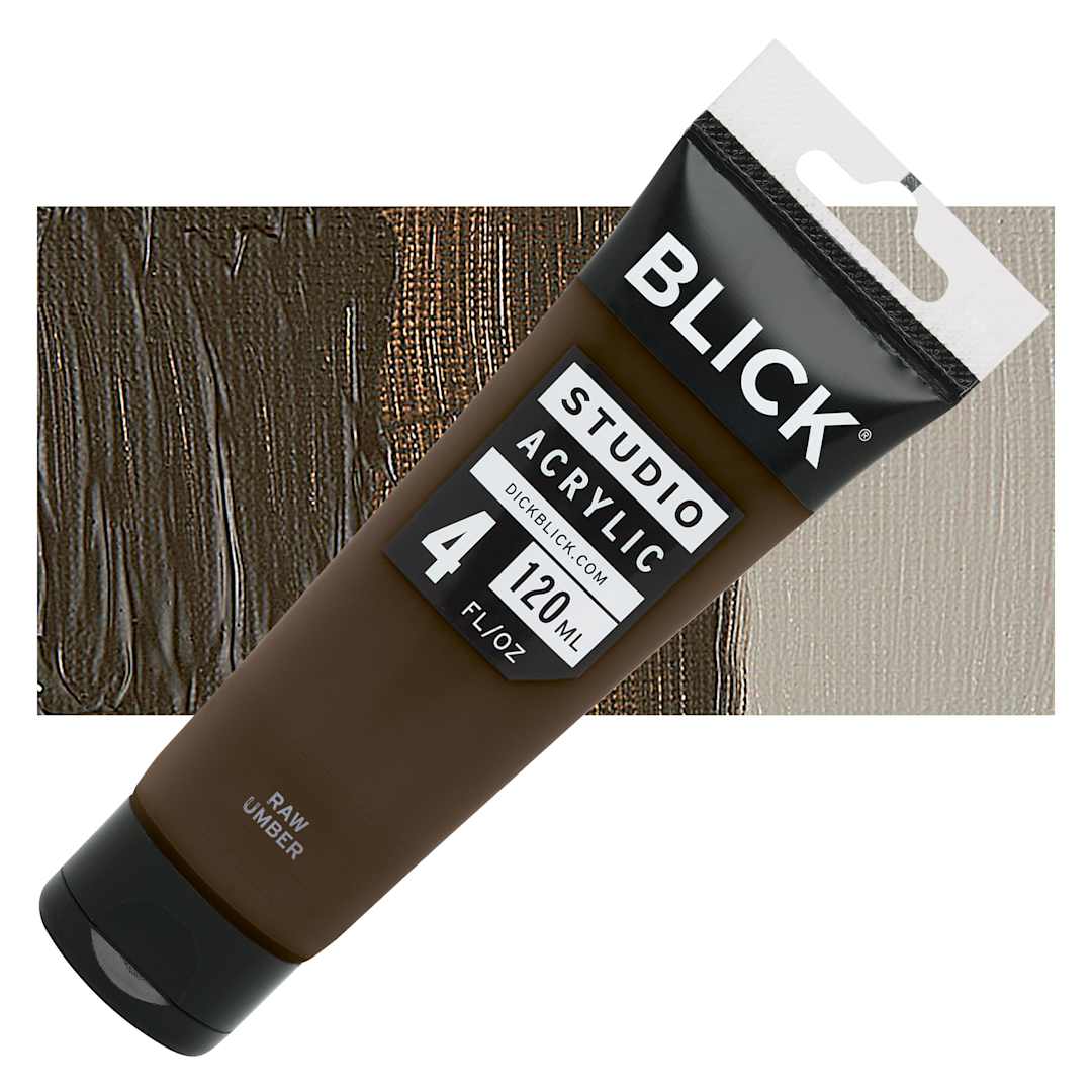 Open in modal - Blick Studio Acrylic Paint - Raw Umber, 4 oz tube and swatch