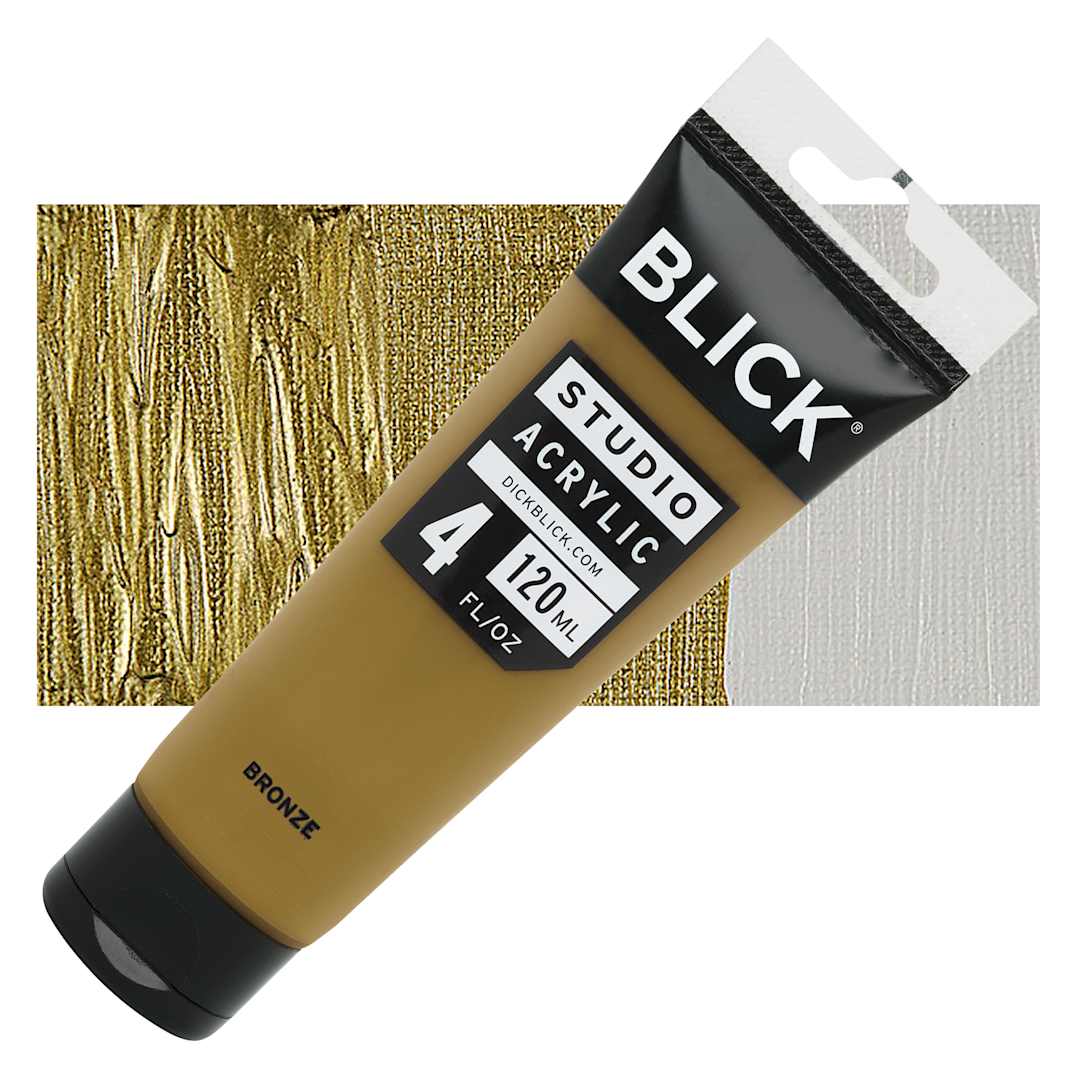 Open in modal - Blick Studio Acrylic Paint - Bronze (Metallic), 4 oz tube and swatch