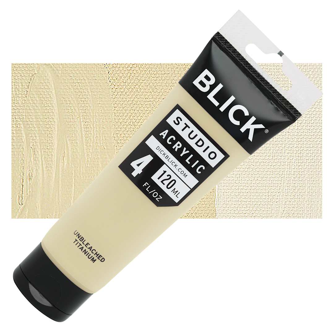 Open in modal - Blick Studio Acrylic Paint - Unbleached Titanium, 4 oz tube and swatch