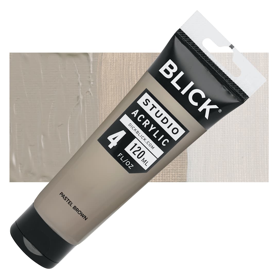 Open in modal - Blick Studio Acrylics - Pastel Brown, 4 oz tube and swatch