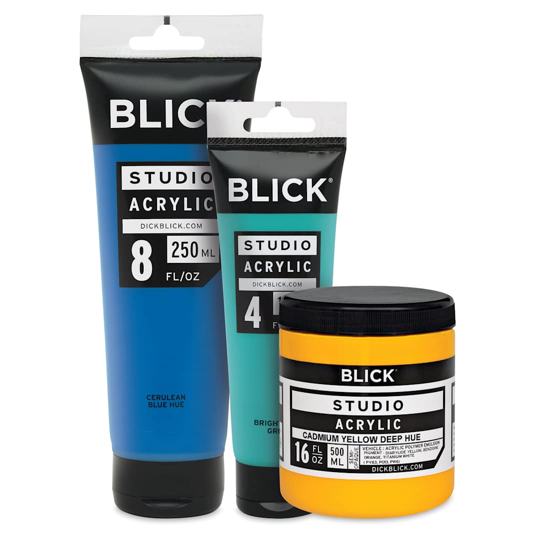 Open in modal - Blick Studio Acrylic Paints and Sets, tubes and jar sizes