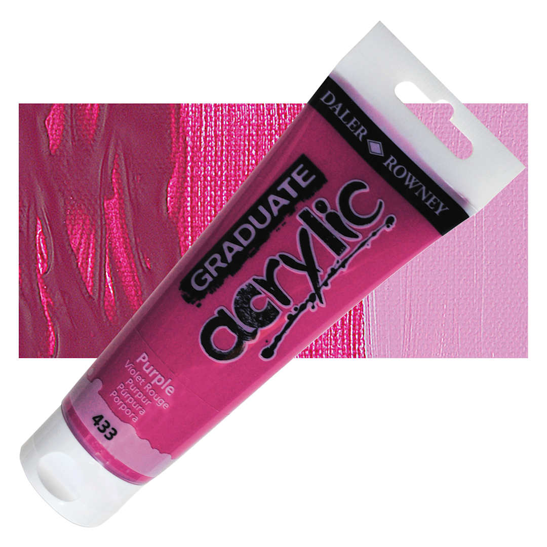 Open in modal - Daler-Rowney Graduate Acrylic Paint - Purple, 120 ml tube and swatch