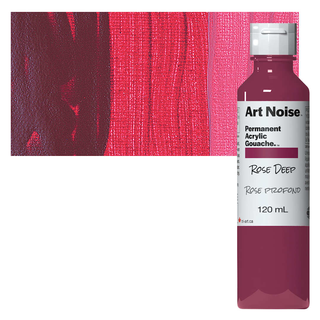 Open in modal - Tri-Art Art Noise Permanent Acrylic Gouache - Rose Deep, 120 ml, Bottle and swatch
