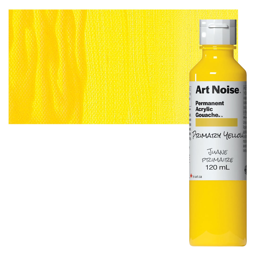 Open in modal - Tri-Art Art Noise Permanent Acrylic Gouache - Primary Yellow, 120 ml, Bottle and swatch