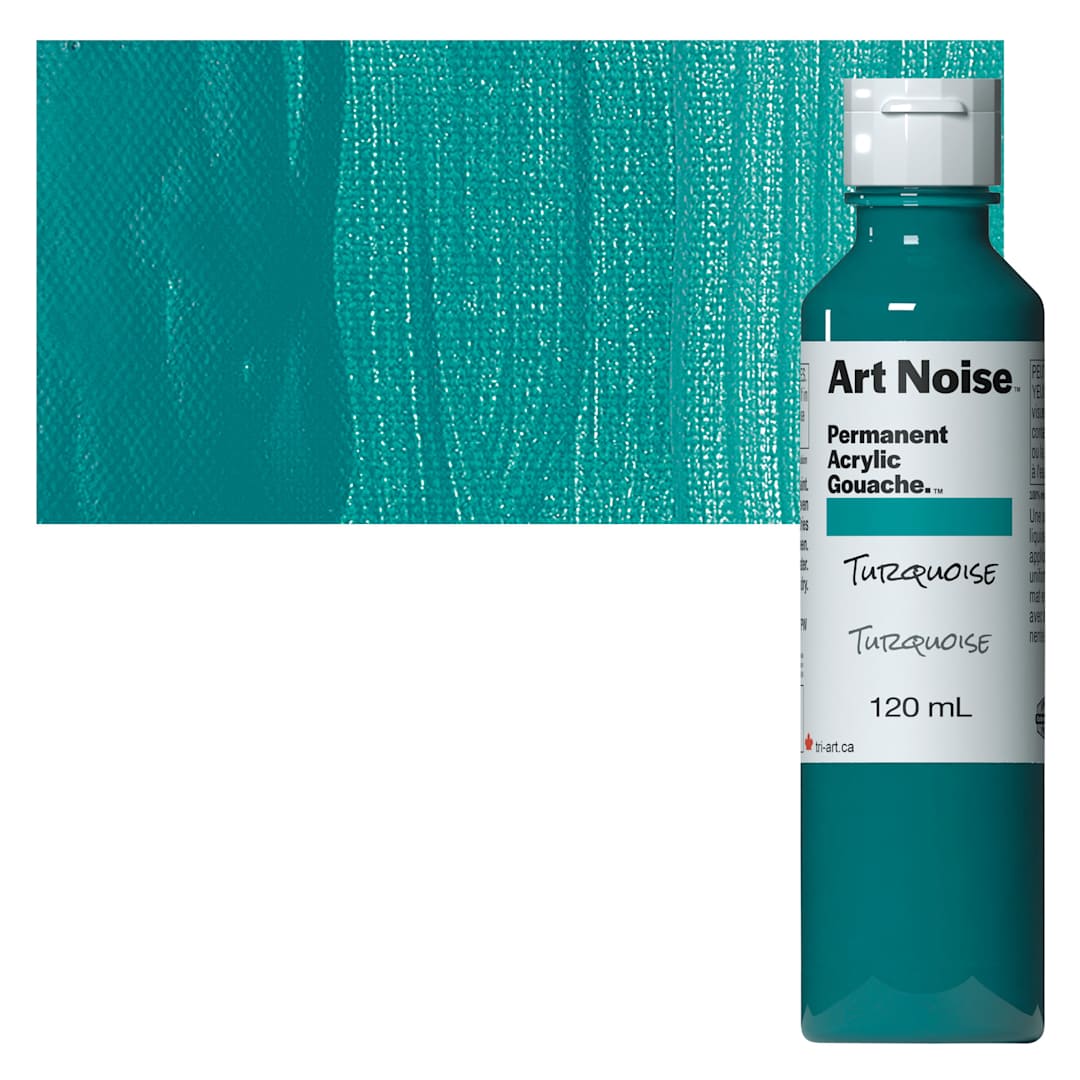 Open in modal - Tri-Art Art Noise Permanent Acrylic Gouache - Turquoise, 120 ml, Bottle and swatch