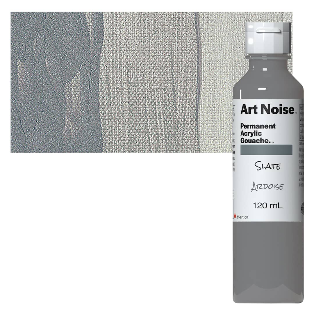 Open in modal - Tri-Art Art Noise Permanent Acrylic Gouache - Slate, 120 ml, Bottle and swatch