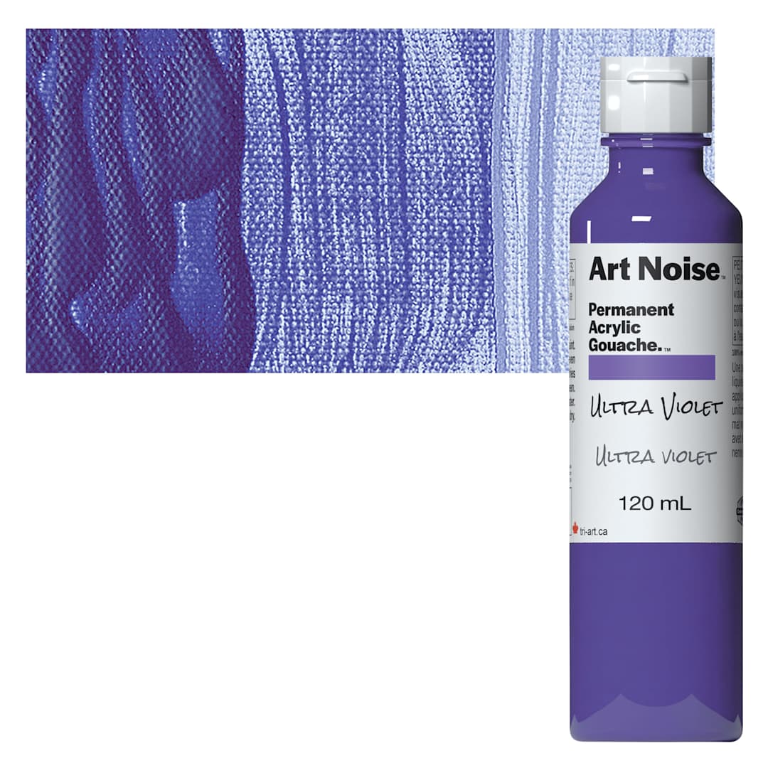 Open in modal - Tri-Art Art Noise Permanent Acrylic Gouache - Ultra Violet, 120 ml, Bottle and swatch