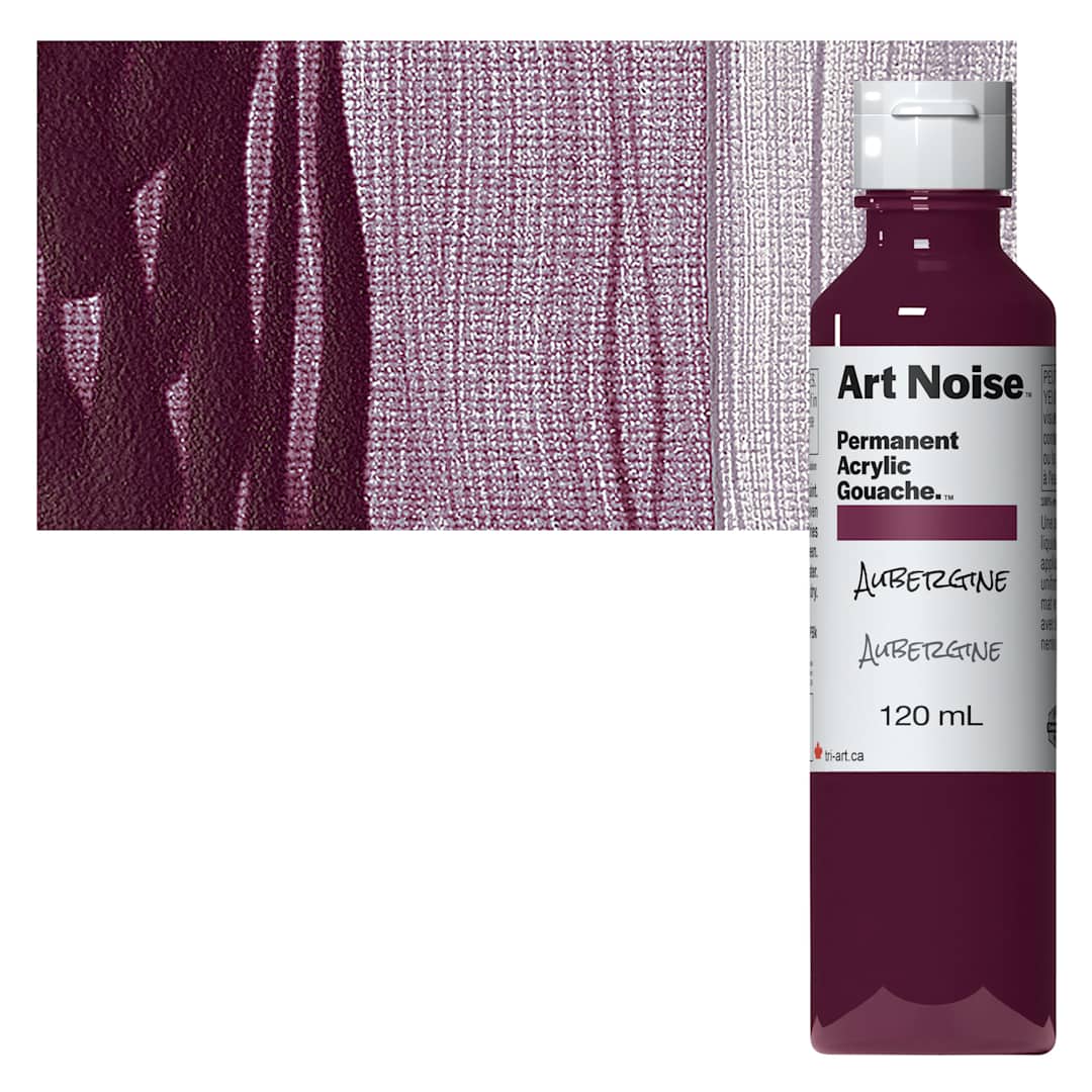 Open in modal - Tri-Art Art Noise Permanent Acrylic Gouache - Aubergine, 120 ml, Bottle and swatch