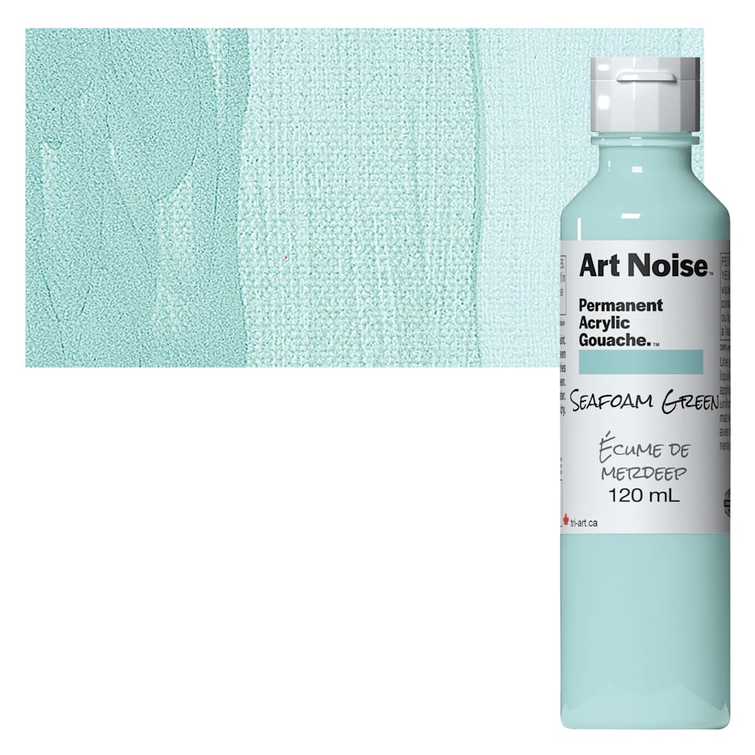Open in modal - Tri-Art Art Noise Permanent Acrylic Gouache - Seafoam Green, 120 ml, Bottle and swatch