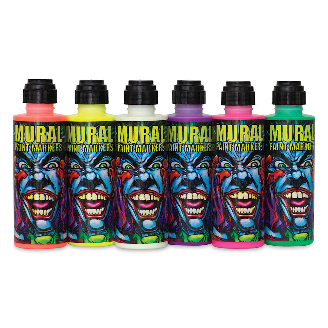 Open in modal - Chroma Mural Paint Markers - Set of 6 Neon Colors shown in row