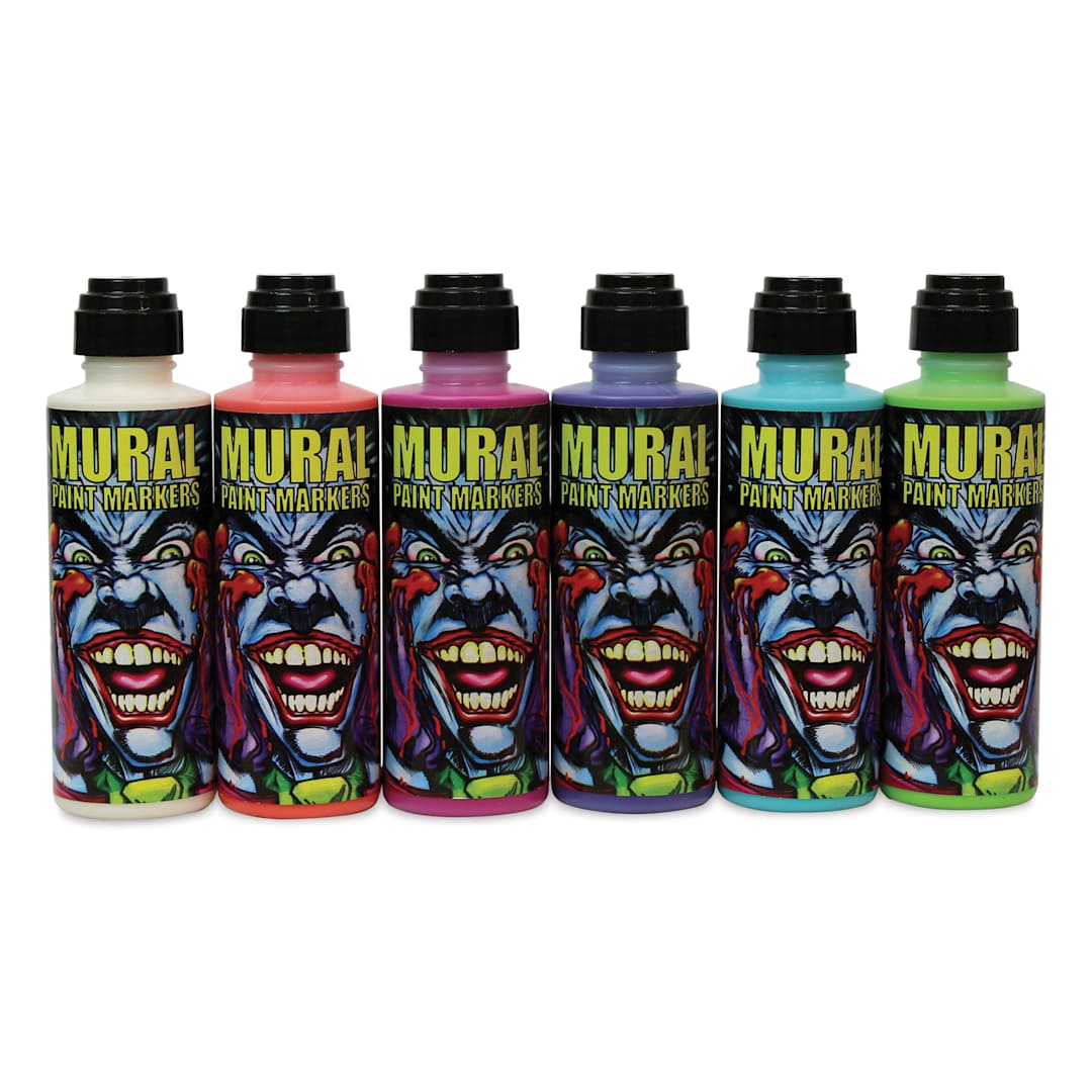 Open in modal - Chroma Mural Paint Markers - Brights, Set of 6, markers laid out