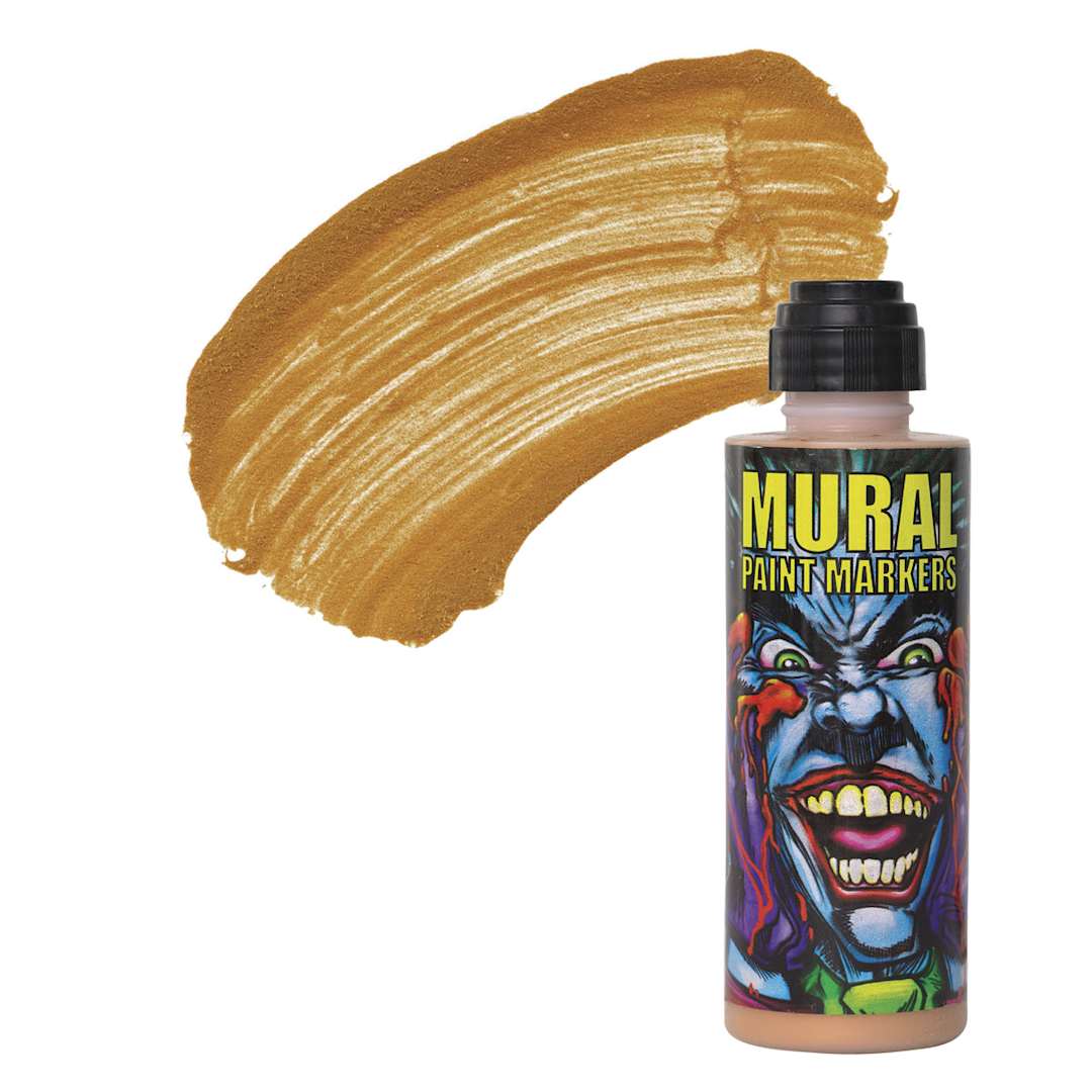 Open in modal - Chroma Mural Paint Marker - Glam Rock (Gold), 4 oz Bottle and swatch