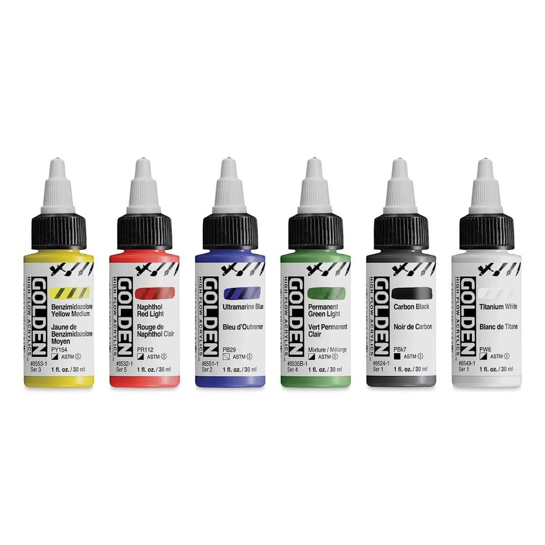 Open in modal - Golden High Flow Acrylics - Intro Colors, 30 ml Bottles, Set of 6 (out of packaging)