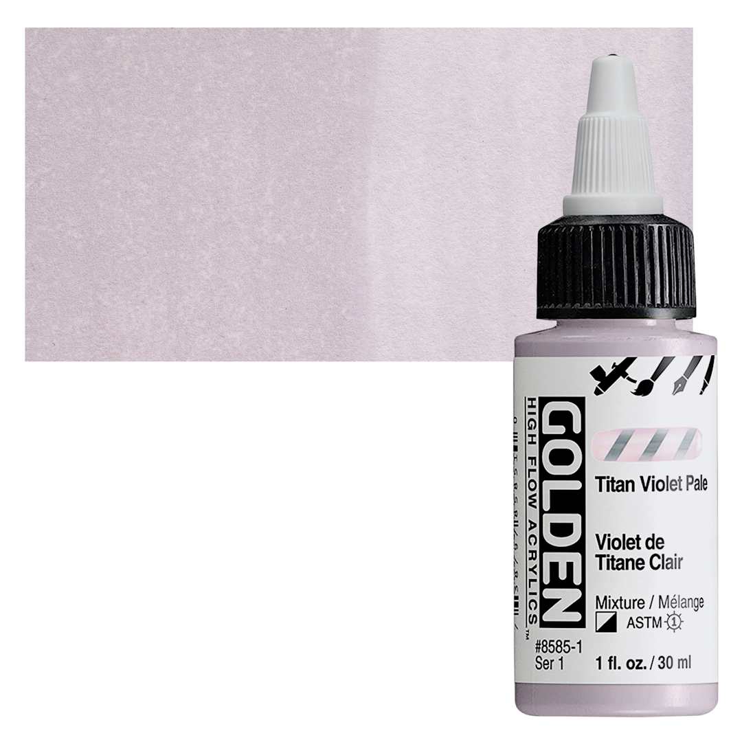 Open in modal - Golden High Flow Acrylic Paint - Titan Violet Pale, 1 oz bottle and swatch