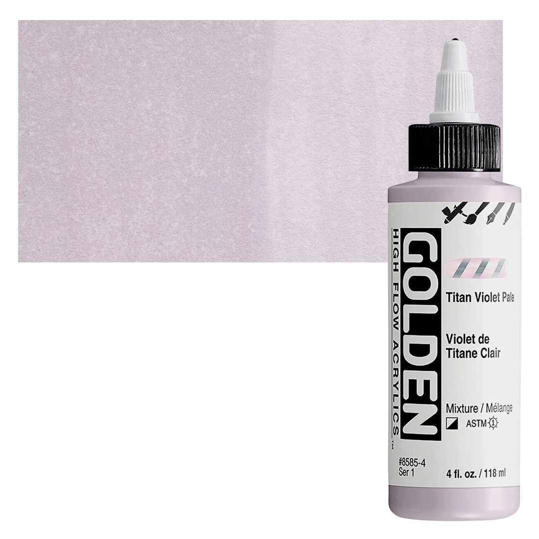 Open in modal - Golden High Flow Acrylic Paint - Titan Violet Pale, 4 oz bottle and swatch