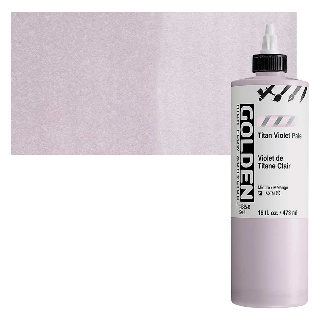 Open in modal - Golden High Flow Acrylic Paint - Titan Violet Pale, 16 oz bottle and swatch