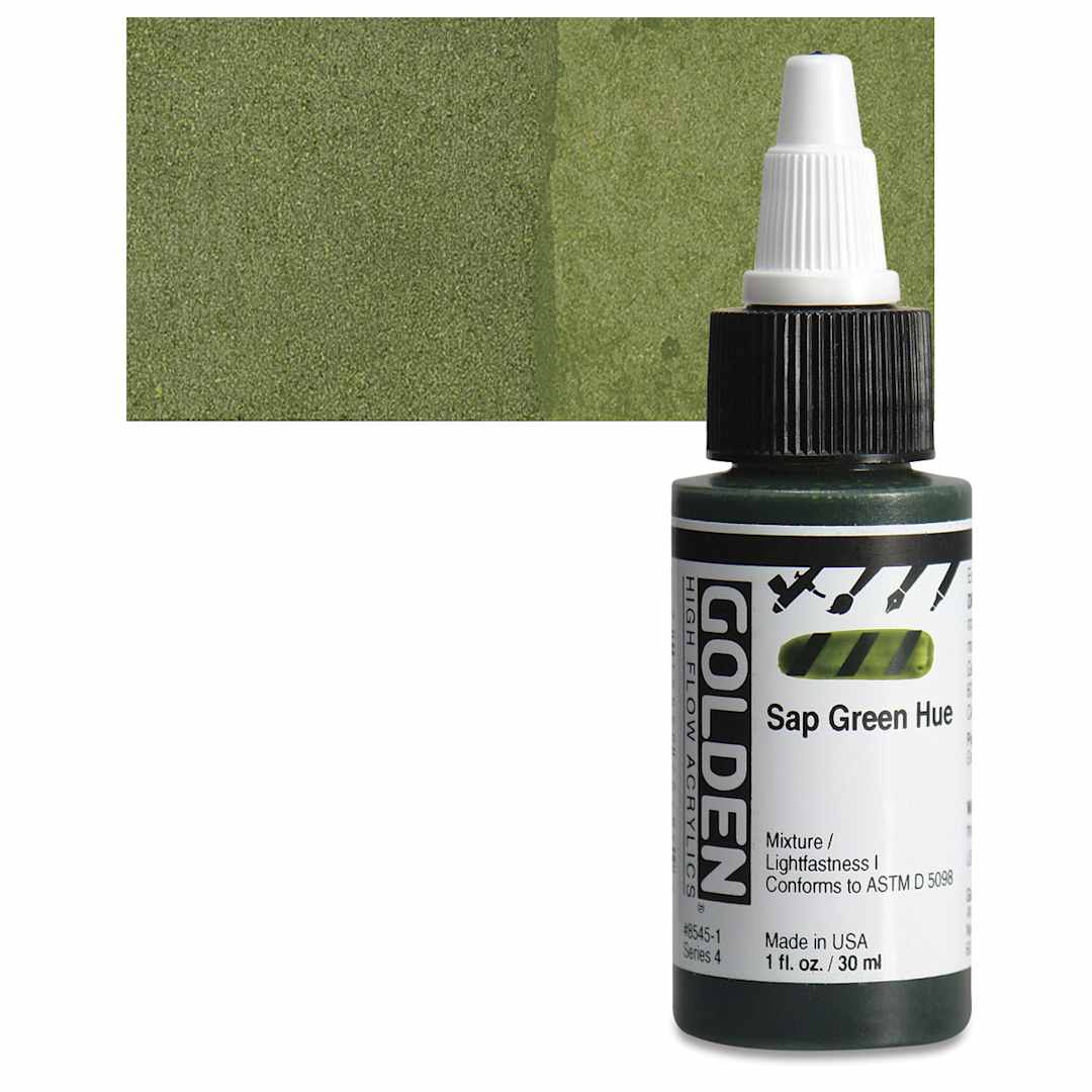 Open in modal - Golden High Flow Acrylic Paint - Sap Green Hue, 1 oz bottle and swatch