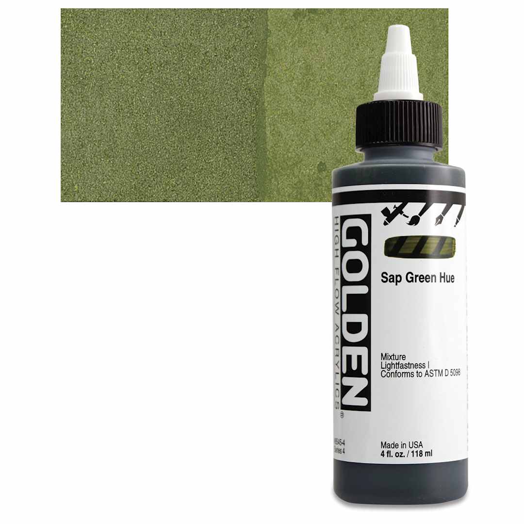 Open in modal - Golden High Flow Acrylic Paint - Sap Green Hue, 4 oz bottle and swatch