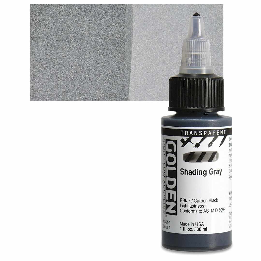 Open in modal - Golden High Flow Acrylic Paint - Transparent Shading Gray, 1 oz bottle and swatch