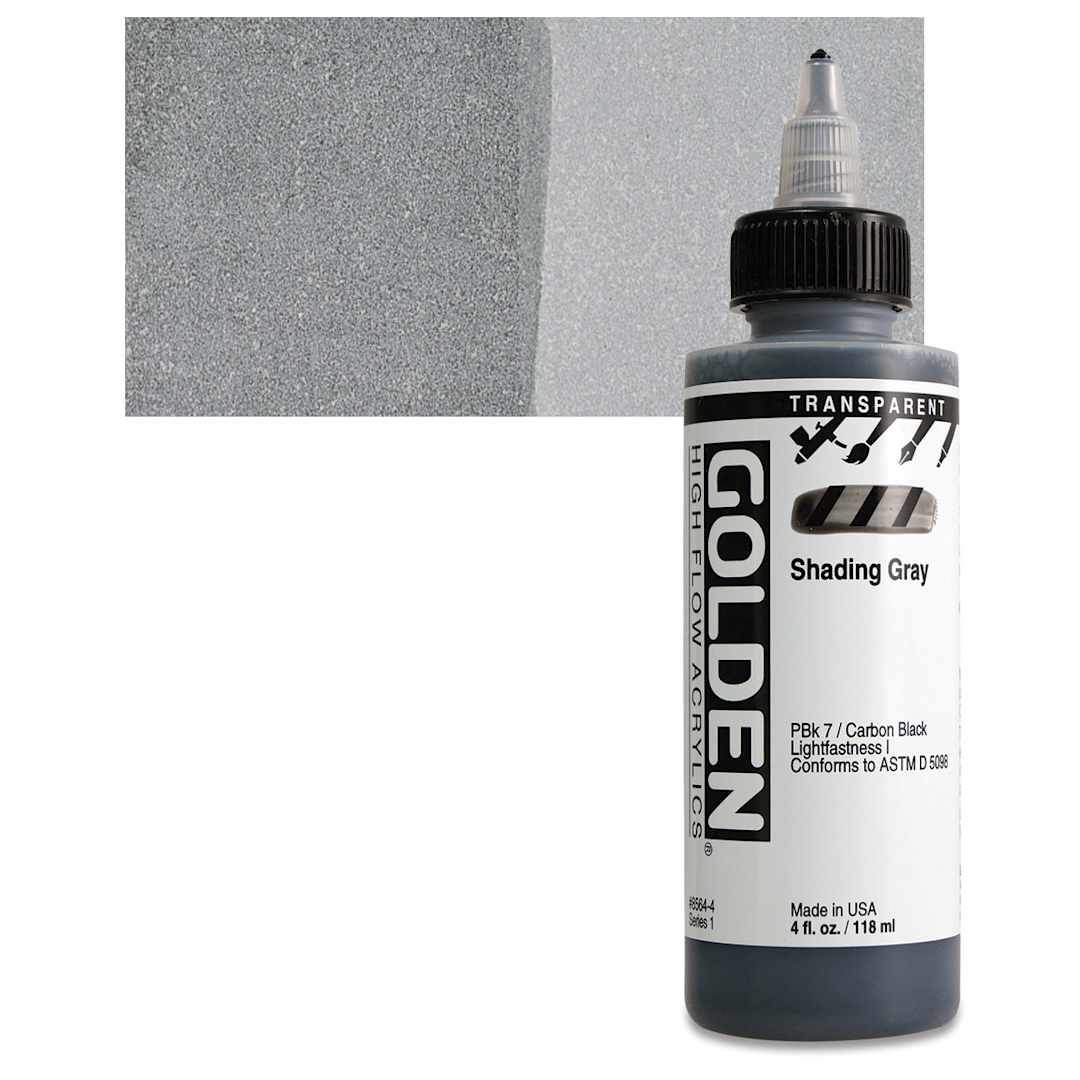 Open in modal - Golden High Flow Acrylic Paint - Transparent Shading Gray, 4 oz bottle and swatch