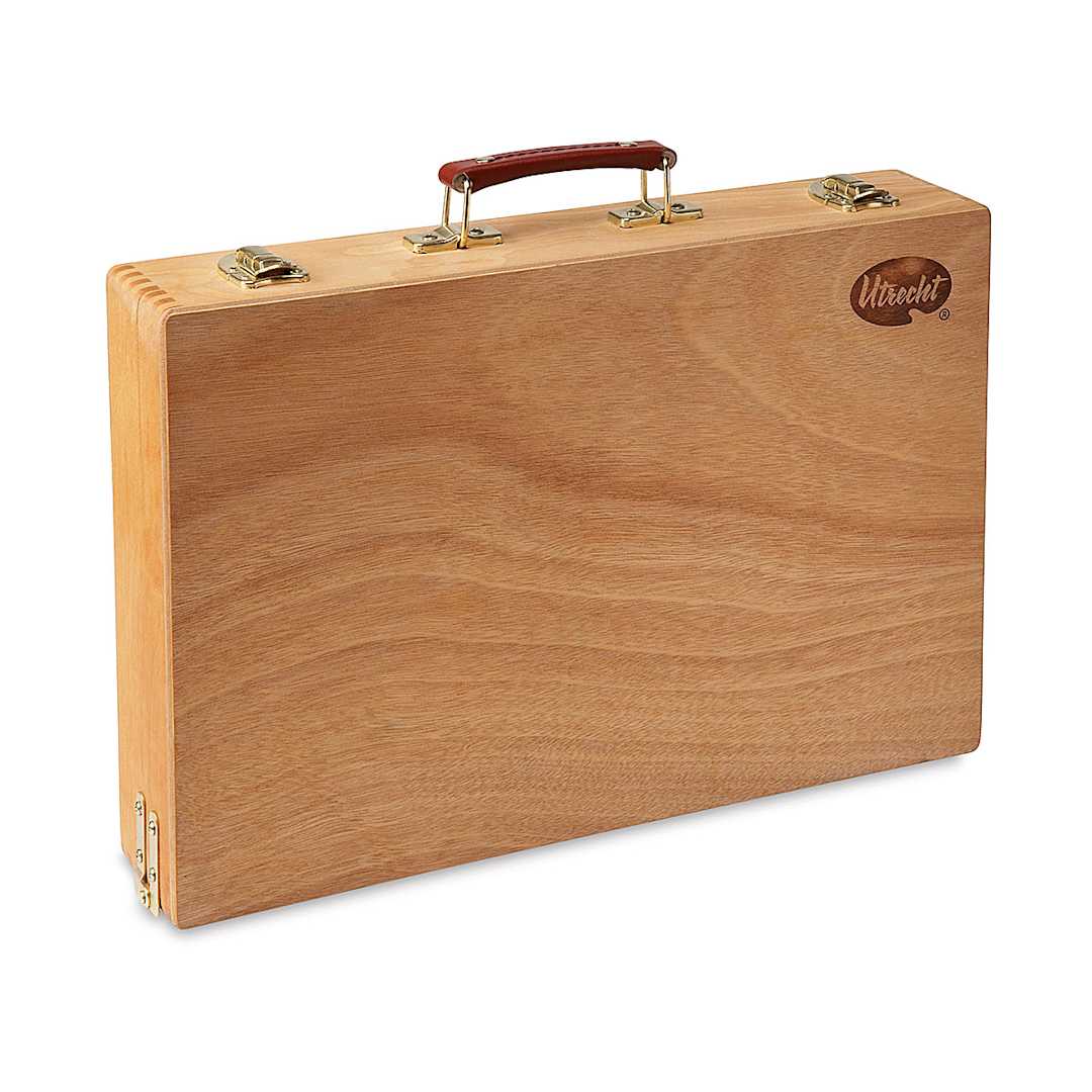 Open in modal - Utrecht Wooden Acrylic Paint Box, at an angle