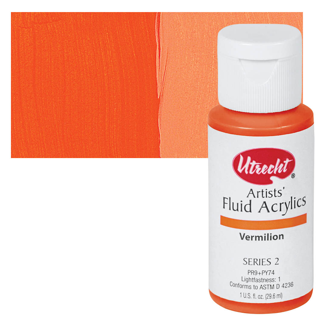 Open in modal - Utrecht Artists' Fluid Acrylic Paint - Vermilion swatch