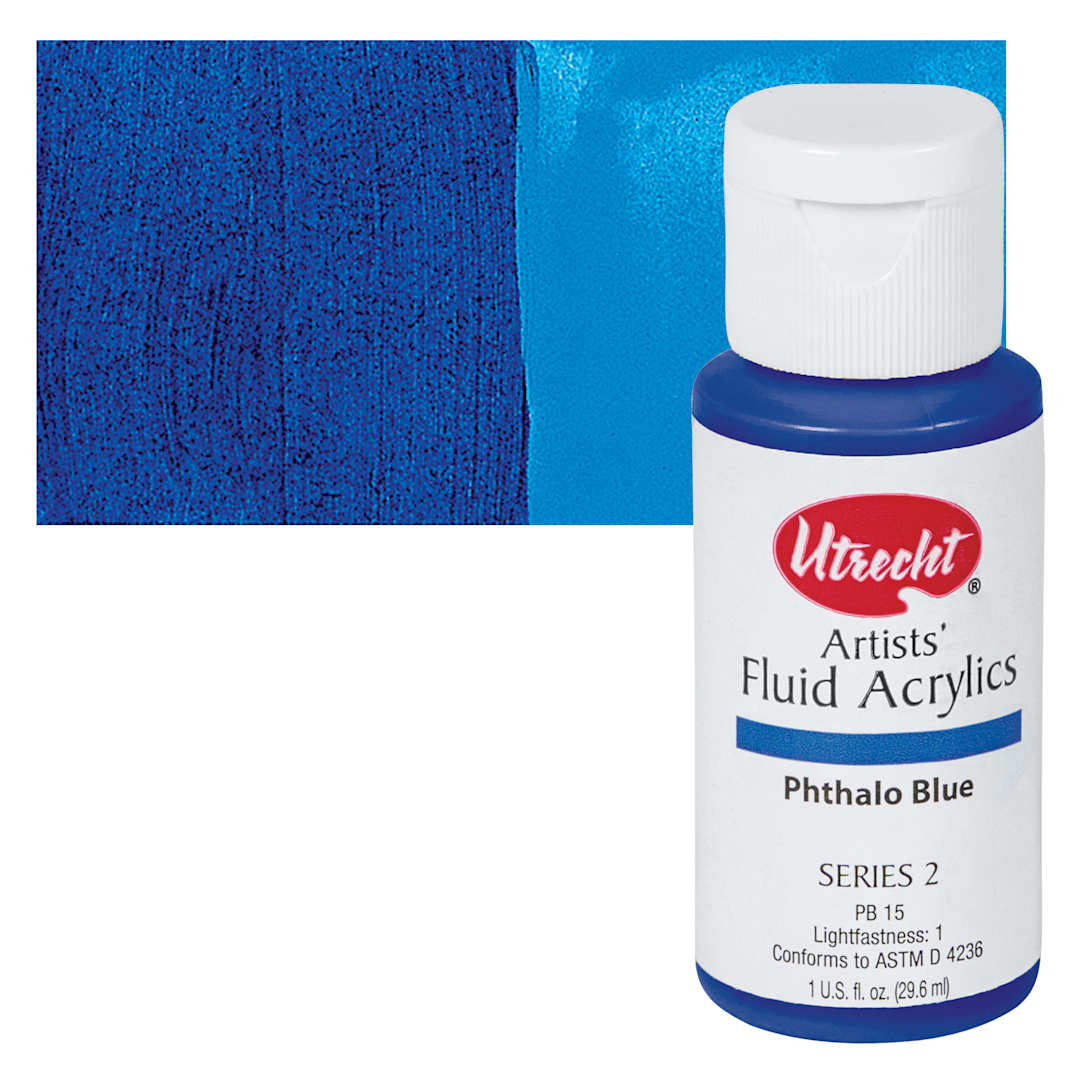 Open in modal - Utrecht Artists' Fluid Acrylic Paint - Phthalo Blue swatch