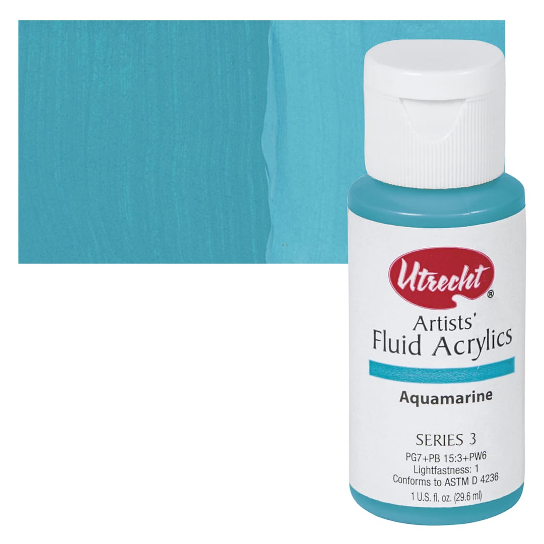 Open in modal - Utrecht Artists' Fluid Acrylic Paint - Aquamarine  swatch