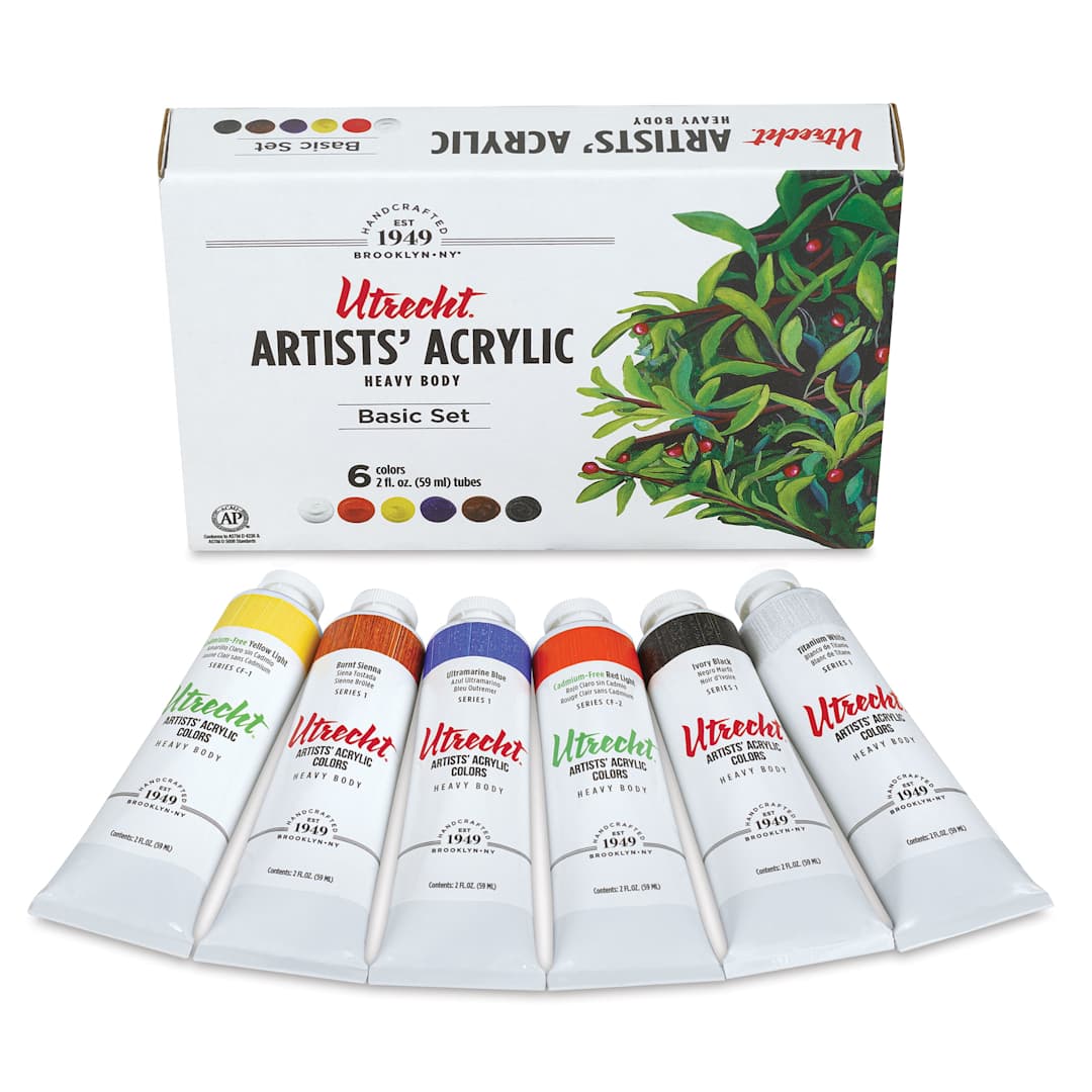 Open in modal - Utrecht Artists' Acrylic Paints - Basic, Set of 6, set contents