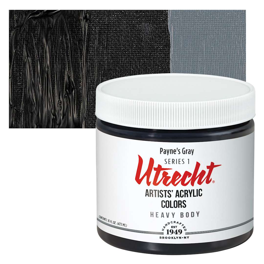 Open in modal - Utrecht Artists' Acrylic Paint - Payne's Gray, Pint and swatch