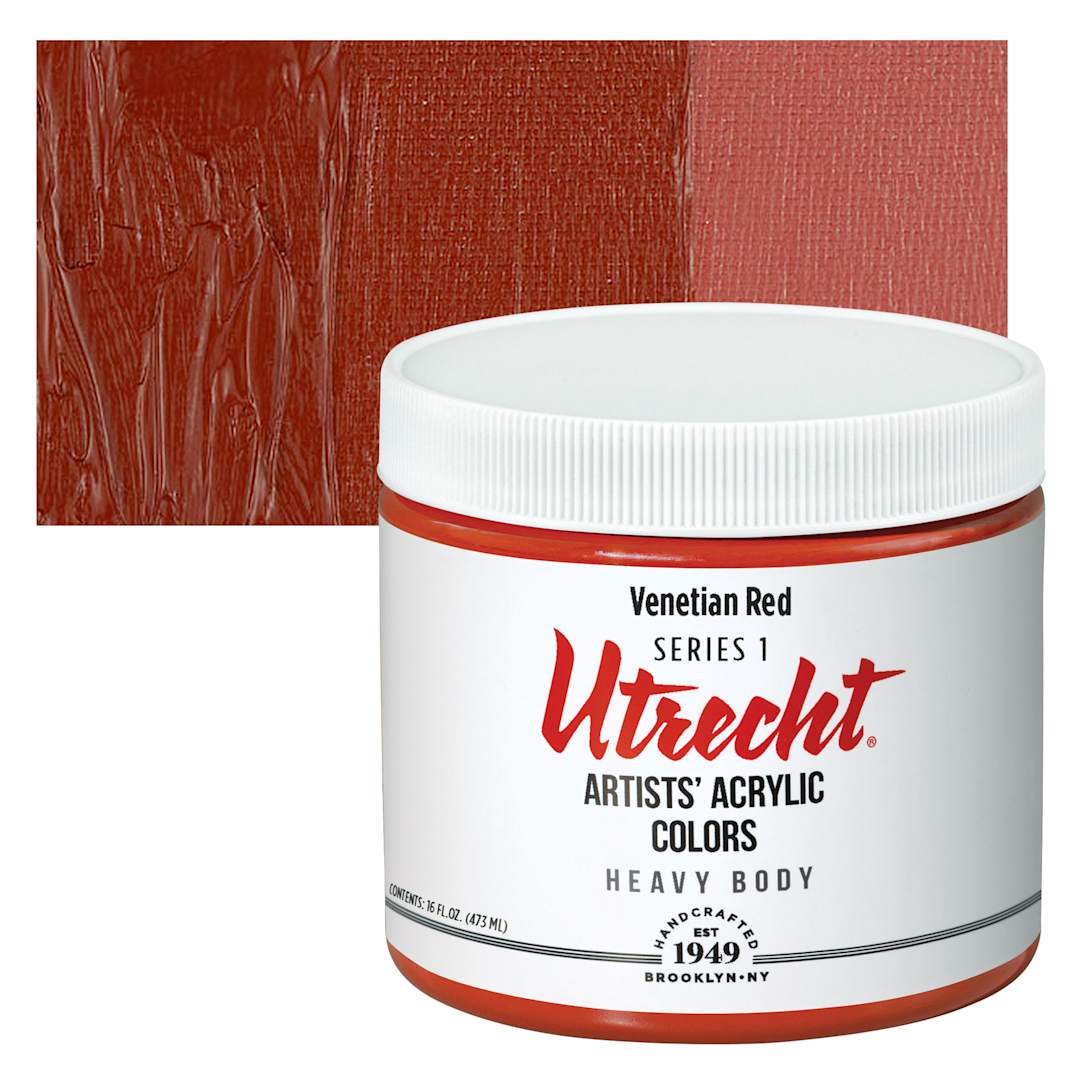 Open in modal - Utrecht Artists' Acrylic Paint - Venetian Red, Pint and swatch